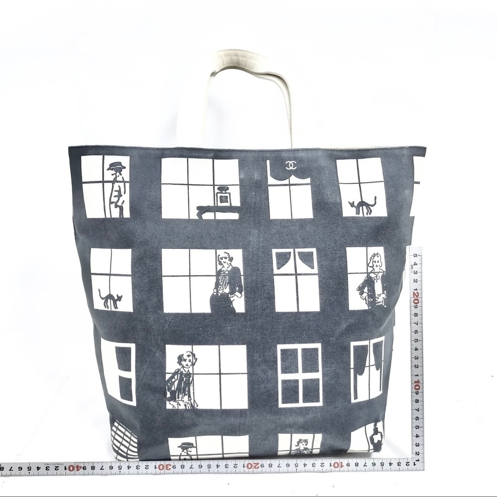 ❌❌SOLD❌❌AUTH Chanel Window Line Tote Shoulder Bag Black White - Picture 3 of 9